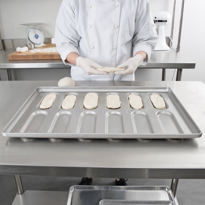 RK Bakeware China Foodservice NSF 0215 Γυαλισμένο αλουμινένιο ατσάλι με στρογγυλεμένο άκρο Hoagie κουλούρι Ταψί ψησίματος για χάμπουργκερ